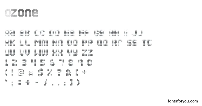 Schriftart Ozone (136382) – Alphabet, Zahlen, spezielle Symbole