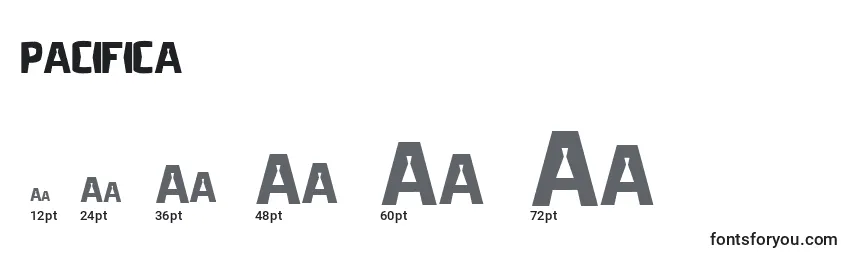 Размеры шрифта Pacifica (136385)