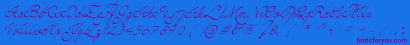 Pada-Schriftart – Violette Schriften auf blauem Hintergrund