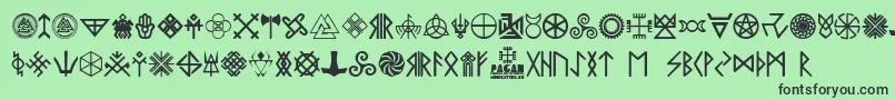 Pagan Symbols Font – Black Fonts on Green Background