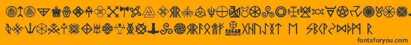 Pagan Symbols Font – Black Fonts on Orange Background