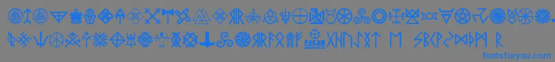 Pagan Symbols Font – Blue Fonts on Gray Background
