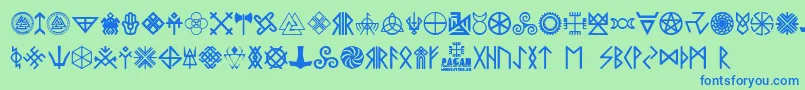 Pagan Symbols Font – Blue Fonts on Green Background