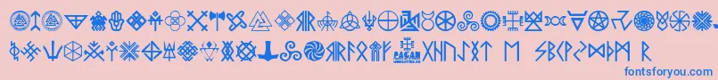 フォントPagan Symbols – ピンクの背景に青い文字