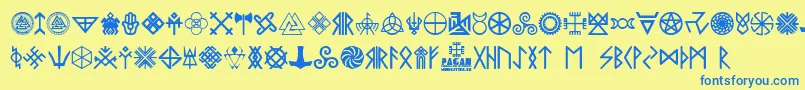Police Pagan Symbols – polices bleues sur fond jaune