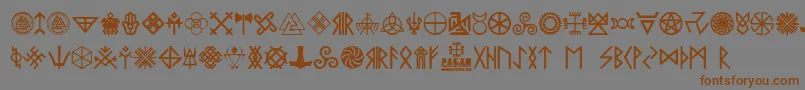 Pagan Symbols Font – Brown Fonts on Gray Background