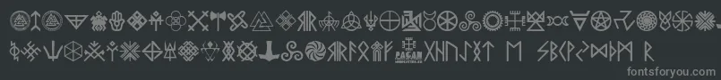 Pagan Symbols-Schriftart – Graue Schriften auf schwarzem Hintergrund