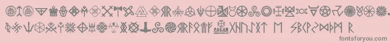 Lisätietoja Pagan Symbols-fontista Pagan Symbols-fontti – harmaat kirjasimet vaaleanpunaisella taustalla