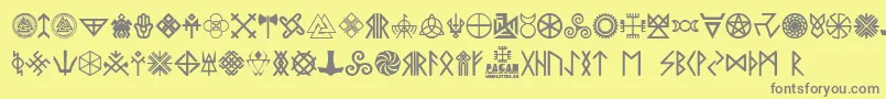Pagan Symbols Font – Gray Fonts on Yellow Background