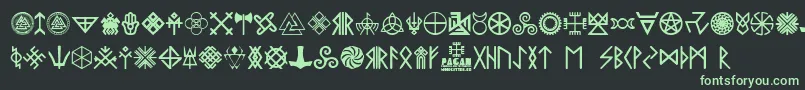 Pagan Symbols-Schriftart – Grüne Schriften auf schwarzem Hintergrund