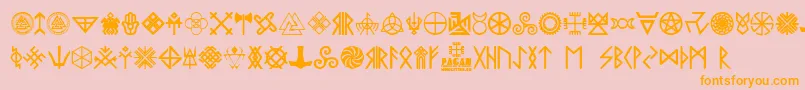 Pagan Symbols Font – Orange Fonts on Pink Background