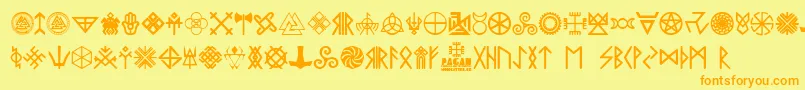 Pagan Symbols Font – Orange Fonts on Yellow Background