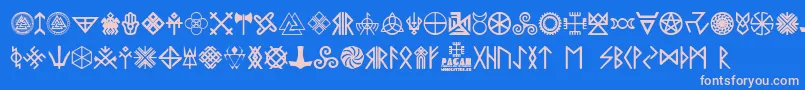 Police Pagan Symbols – polices roses sur fond bleu