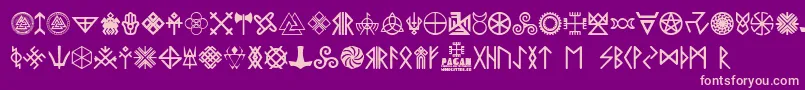 Pagan Symbols Font – Pink Fonts on Purple Background