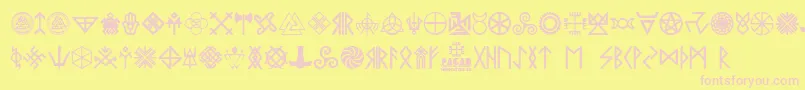fuente Pagan Symbols – Fuentes Rosadas Sobre Fondo Amarillo