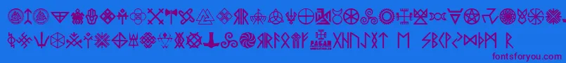 Pagan Symbols Font – Purple Fonts on Blue Background