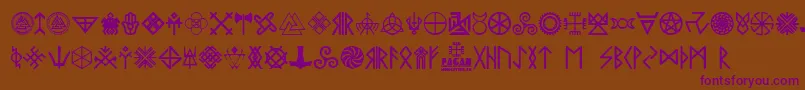 Pagan Symbols Font – Purple Fonts on Brown Background