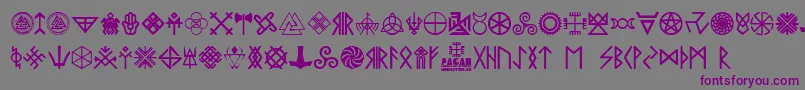 フォントPagan Symbols – 紫色のフォント、灰色の背景