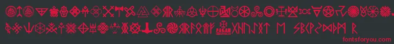 フォントPagan Symbols – 黒い背景に赤い文字