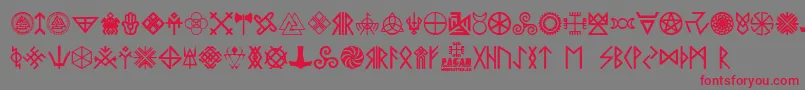 Pagan Symbols Font – Red Fonts on Gray Background