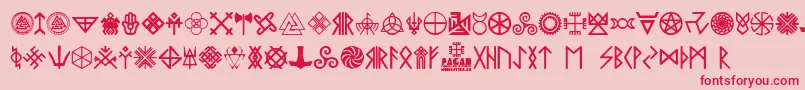 Pagan Symbols Font – Red Fonts on Pink Background