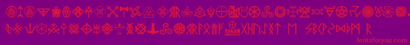 Pagan Symbols Font – Red Fonts on Purple Background