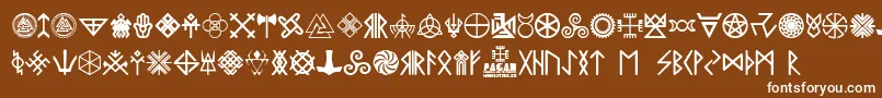 Шрифт Pagan Symbols – белые шрифты на коричневом фоне