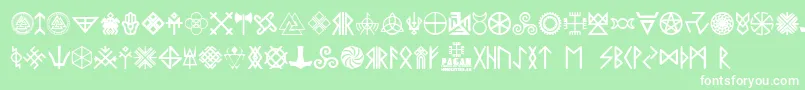 Pagan Symbols Font – White Fonts on Green Background