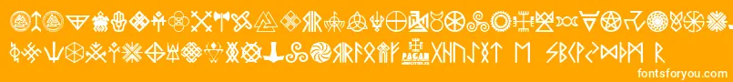 Pagan Symbols Font – White Fonts on Orange Background