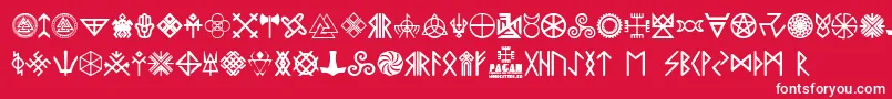 フォントPagan Symbols – 赤い背景に白い文字
