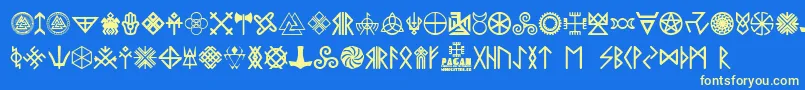 Police Pagan Symbols – polices jaunes sur fond bleu