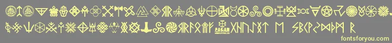 Pagan Symbols Font – Yellow Fonts on Gray Background