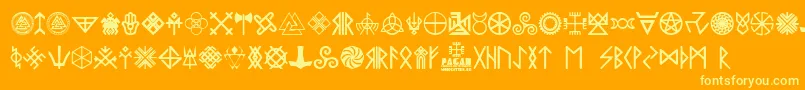 Шрифт Pagan Symbols – жёлтые шрифты на оранжевом фоне