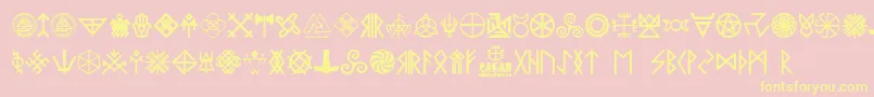 Czcionka Pagan Symbols – żółte czcionki na różowym tle