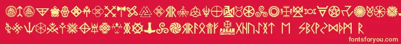 Pagan Symbols Font – Yellow Fonts on Red Background