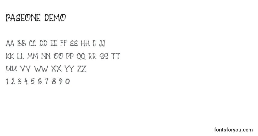 Czcionka PAGEONE DEMO – alfabet, cyfry, specjalne znaki