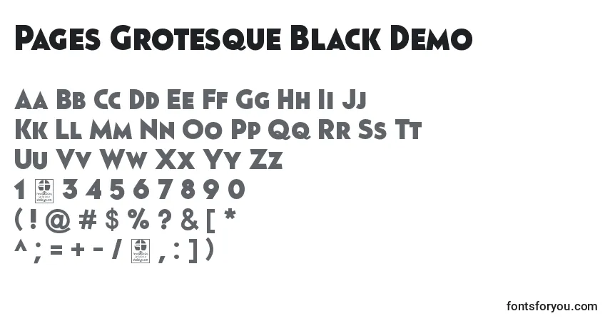 Шрифт Pages Grotesque Black Demo – алфавит, цифры, специальные символы