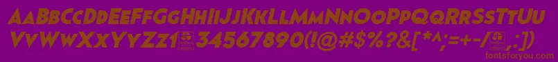 Pages Grotesque Black Italic Demo-Schriftart – Braune Schriften auf violettem Hintergrund