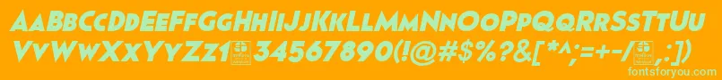 Pages Grotesque Black Italic Demo-fontti – vihreät fontit oranssilla taustalla