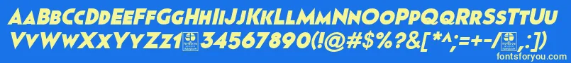 Pages Grotesque Black Italic Demo Font – Yellow Fonts on Blue Background