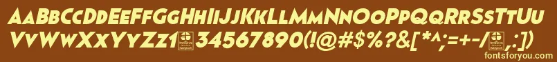 フォントPages Grotesque Black Italic Demo – 黄色のフォント、茶色の背景