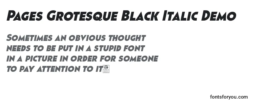 Pages Grotesque Black Italic Demo-fontti