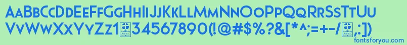 Pages Grotesque Bold Demo Font – Blue Fonts on Green Background