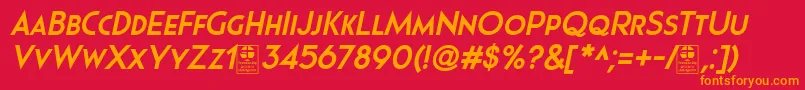 Pages Grotesque Bold Italic Demo Font – Orange Fonts on Red Background