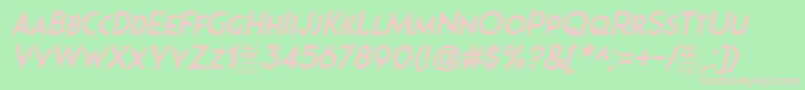 Pages Grotesque Bold Italic Demo Font – Pink Fonts on Green Background