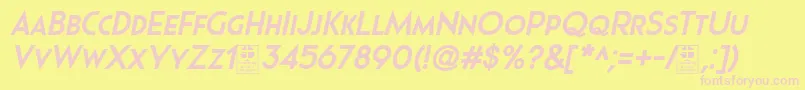 Pages Grotesque Bold Italic Demo-Schriftart – Rosa Schriften auf gelbem Hintergrund