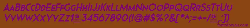Pages Grotesque Bold Italic Demo Font – Purple Fonts on Brown Background