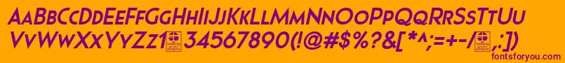 Pages Grotesque Bold Italic Demo-Schriftart – Violette Schriften auf orangefarbenem Hintergrund
