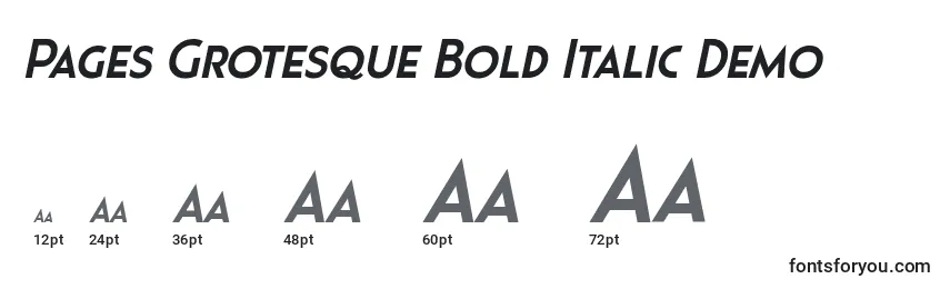 Pages Grotesque Bold Italic Demo-fontin koot