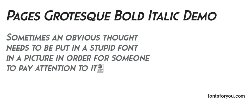 Pages Grotesque Bold Italic Demo-fontti